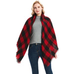 Sciarpa da donna in cashmere autunno e inverno con motivo a scacchi, 140 x 140cm
