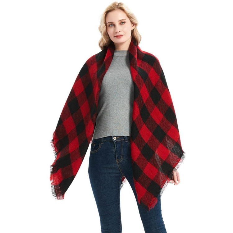 Sciarpa da donna in cashmere autunno e inverno con motivo a scacchi, 140 x 140cm