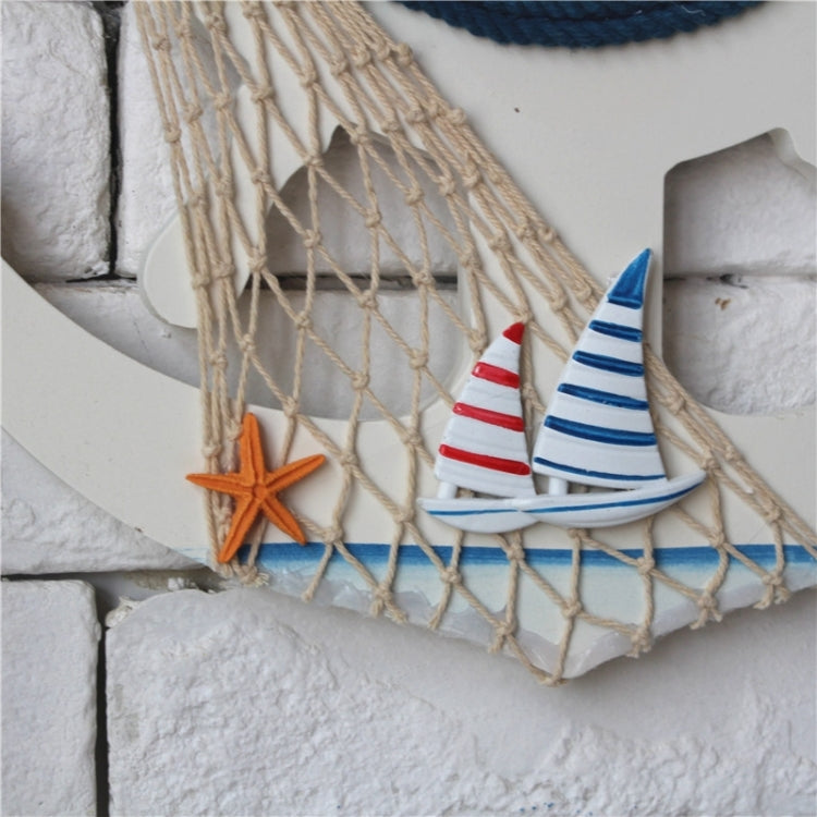 Orologio da parete con timone blu e bianco in stile mediterraneo, decorazione per la casa, soggiorno, camera da letto, artigianato in legno, Pisces, Sailing