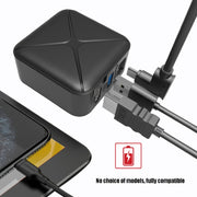 La base dell'adattatore CA per proiezione e ricarica multifunzione supporta Android/PC/Lite per Switch, Black+US Plug, Black+EU Plug, Black+UK Plug