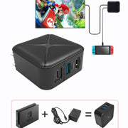 La base dell'adattatore CA per proiezione e ricarica multifunzione supporta Android/PC/Lite per Switch, Black+US Plug, Black+EU Plug, Black+UK Plug
