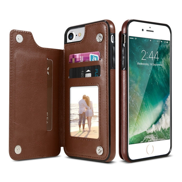 Per iPhone XR Custodia in pelle PU retrò con porta carte multi custodia per telefono, For iPhone XR