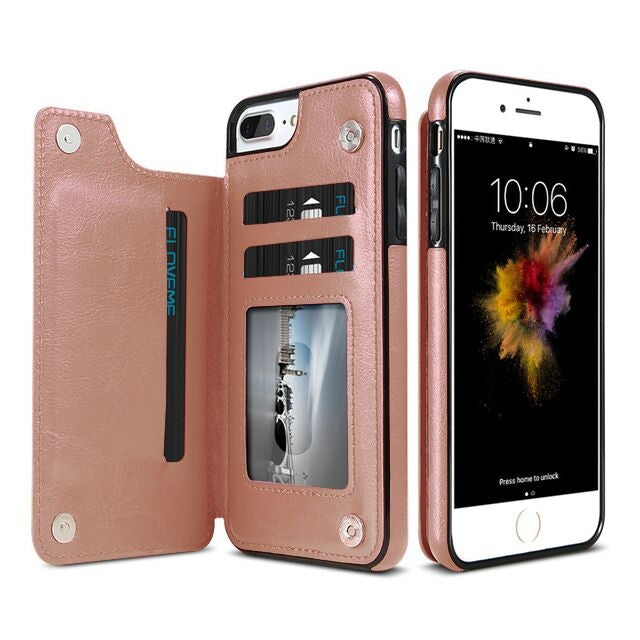 Custodia portafoglio in pelle PU per iPhone 7 Plus e 8 Plus