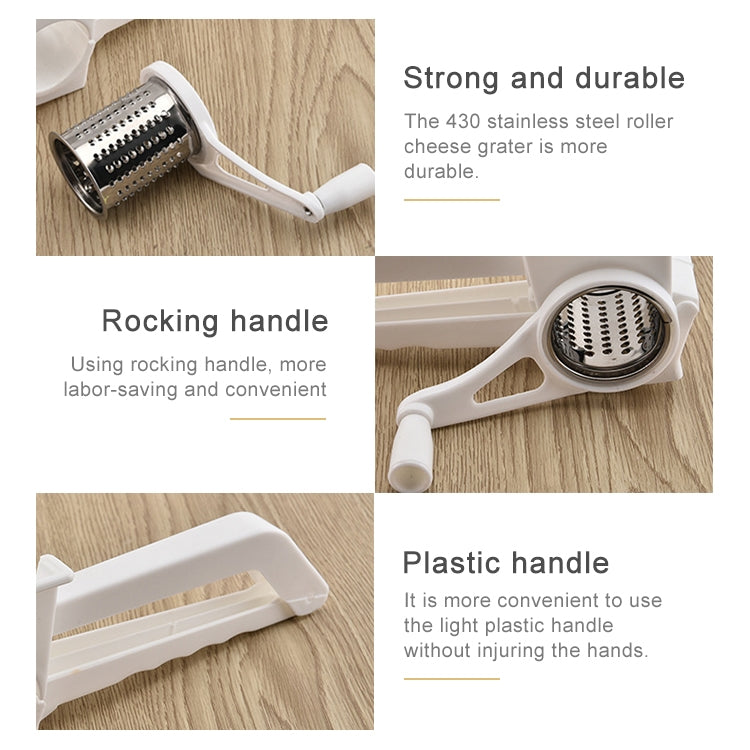 Grattugia rotativa multiuso in plastica a manovella per formaggio, Hand-Cranked Grater
