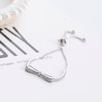 Bracciale elasticizzato per ragazze Bowknot in argento sterling 925. Bracciale elasticizzato