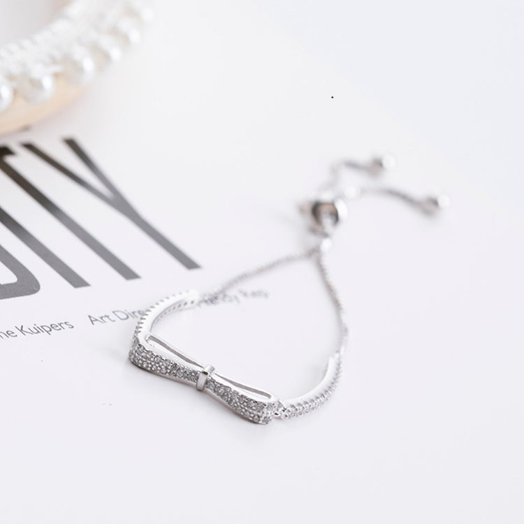 Bracciale elasticizzato per ragazze Bowknot in argento sterling 925. Bracciale elasticizzato