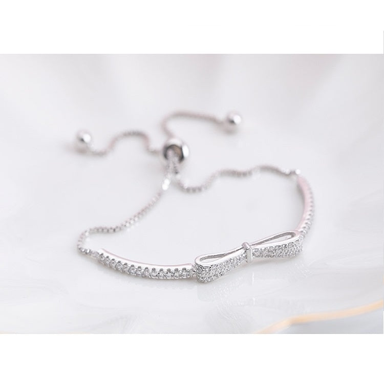 Bracciale elasticizzato per ragazze Bowknot in argento sterling 925. Bracciale elasticizzato