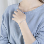 Bracciale elasticizzato per ragazze Bowknot in argento sterling 925. Bracciale elasticizzato
