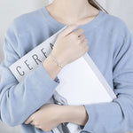 Bracciale elasticizzato per ragazze Bowknot in argento sterling 925. Bracciale elasticizzato