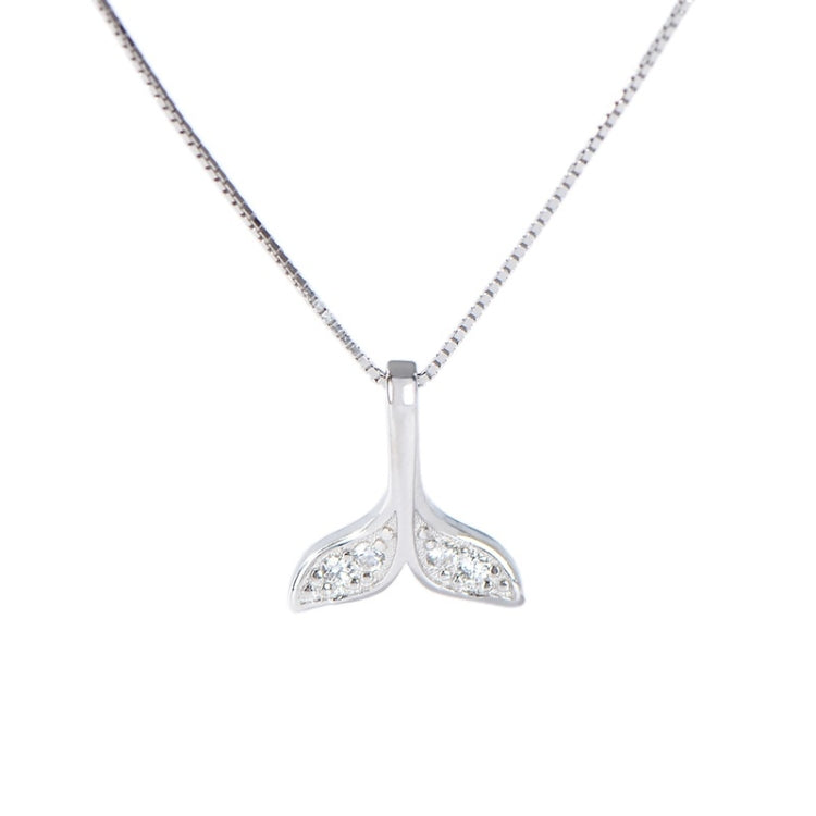 Collana con coda di pesce in argento sterling S925, gioielli per ragazze, collana con coda di balena