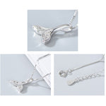 Collana con coda di pesce in argento sterling S925, gioielli per ragazze, collana con coda di balena