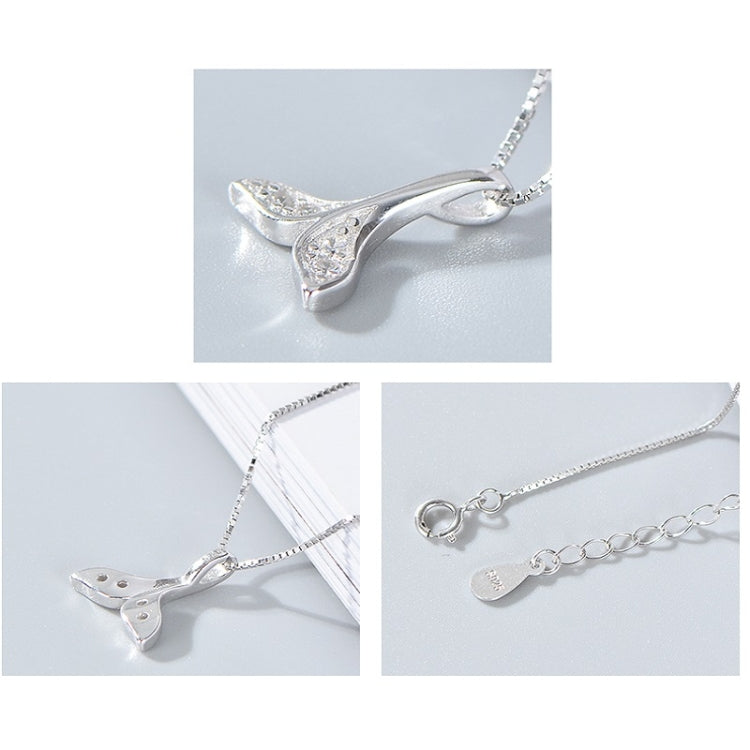 Collana con coda di pesce in argento sterling S925, gioielli per ragazze, collana con coda di balena