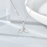Collana con coda di pesce in argento sterling S925, gioielli per ragazze, collana con coda di balena
