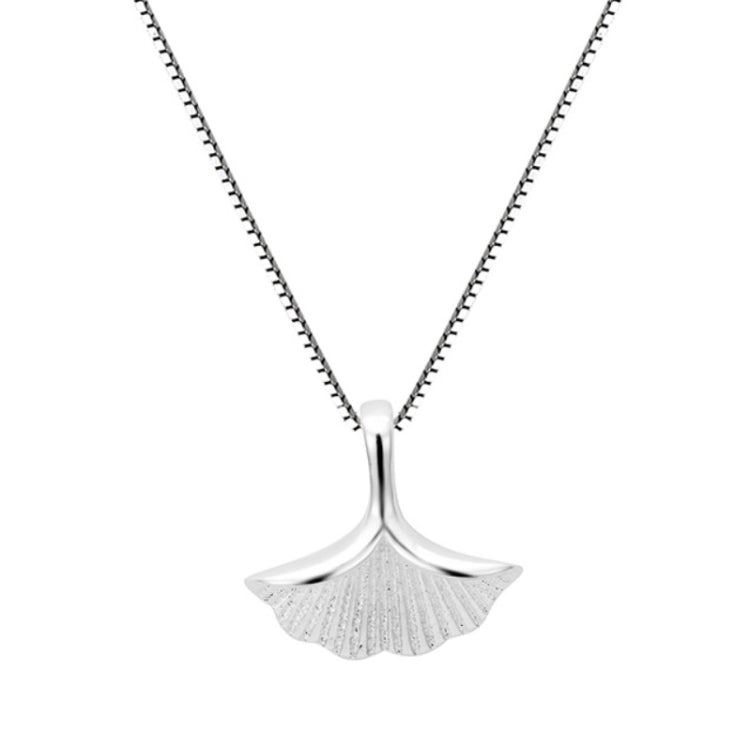 Collana con ciondolo foglia di ginkgo in argento sterling S925