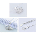 Collana con ciondolo foglia di ginkgo in argento sterling S925