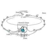 Cavigliera con doppia perlina rotonda in argento sterling S925 con zirconi intarsiati per ragazze