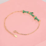 Bracciale in bambù epossidico in argento sterling S925 Bracciale con zirconi verdi con diamanti