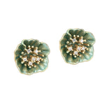 Orecchini con petalo di loto verde in argento sterling S925