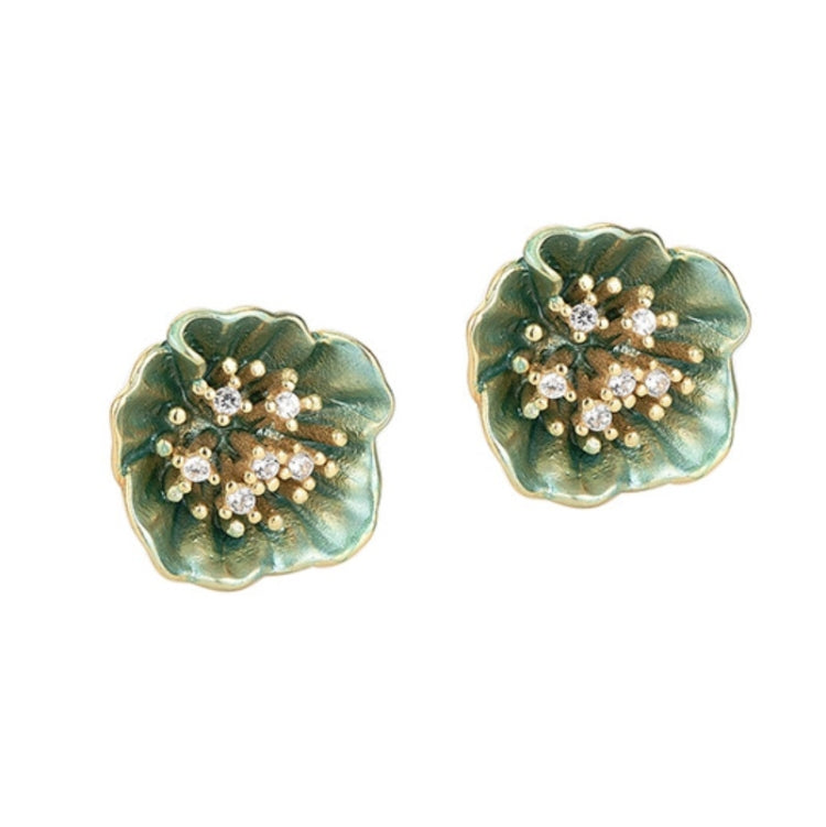 Orecchini con petalo di loto verde in argento sterling S925