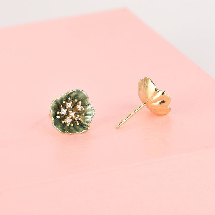 Orecchini con petalo di loto verde in argento sterling S925