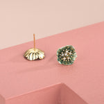 Orecchini con petalo di loto verde in argento sterling S925