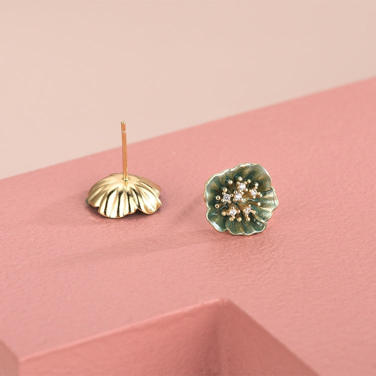 Orecchini con petalo di loto verde in argento sterling S925