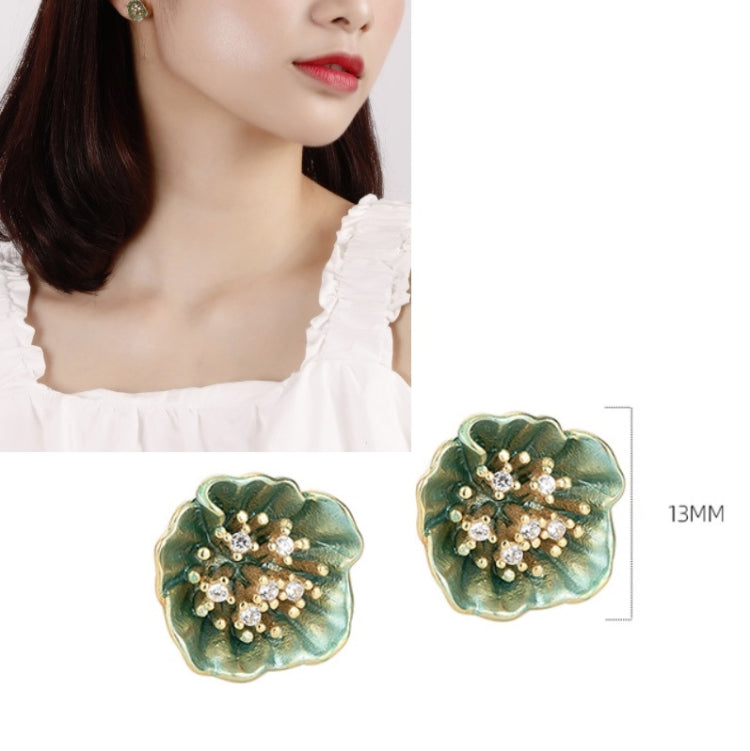 Orecchini con petalo di loto verde in argento sterling S925