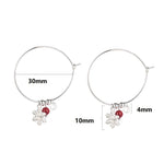 Orecchini natalizi con orecchini a forma di fiocco di neve con palla rossa e diamanti scintillanti in argento sterling S925