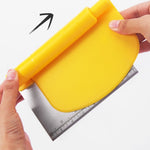Raschietto per taglierina per pasta in acciaio inossidabile da 2 pezzi con strumenti per la cottura con taglierina a scala, 2 PCS  Noodle Cutter (Yellow)