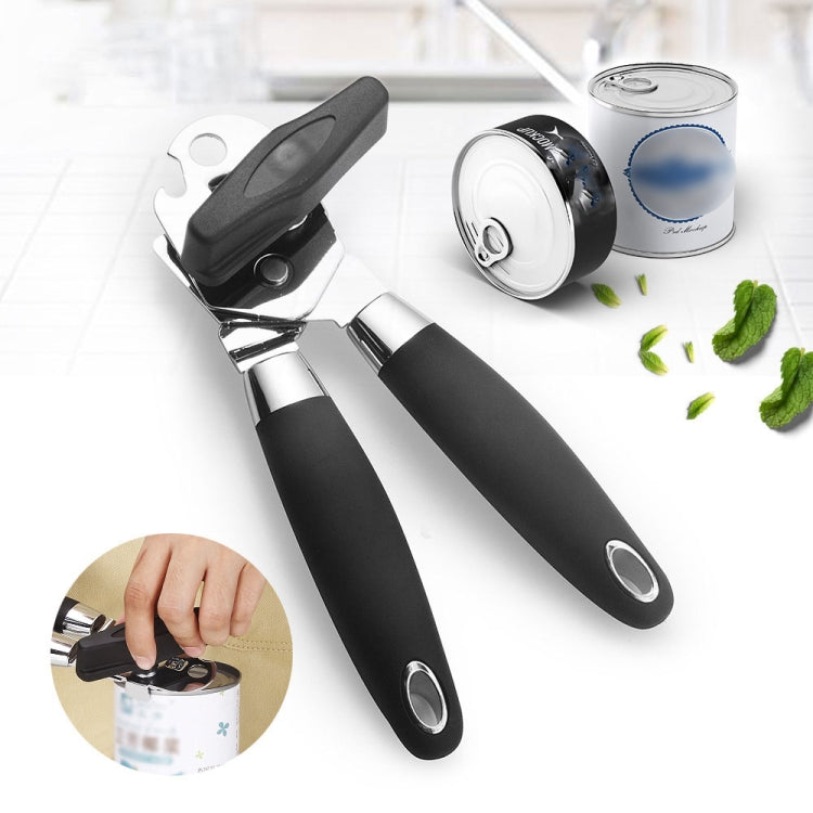 2 pezzi manuale in acciaio inox multifunzione potente coltello apriscatole da cucina strumento apriscatole, Black + Silver