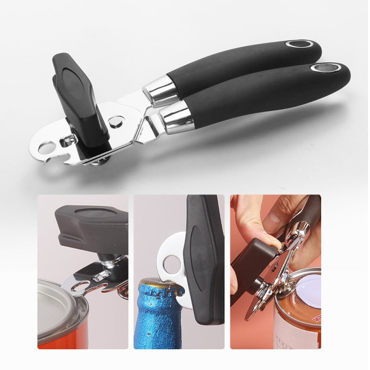 2 pezzi manuale in acciaio inox multifunzione potente coltello apriscatole da cucina strumento apriscatole, Black + Silver