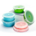 Scatola da pranzo pieghevole portatile da 2 pezzi per microonde, scatola da pranzo rotonda in silicone, consegna a colori casuale, 350ml, 500ml, 800ml, 1200ml