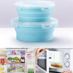 Scatola da pranzo pieghevole portatile da 2 pezzi per microonde, scatola da pranzo rotonda in silicone, consegna a colori casuale, 350ml, 500ml, 800ml, 1200ml