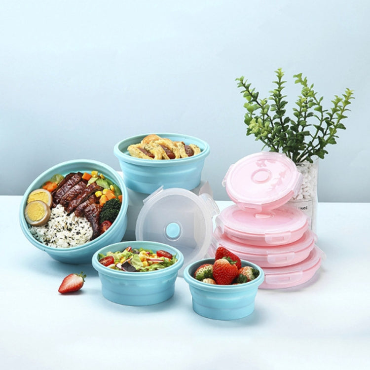 Scatola da pranzo pieghevole portatile da 2 pezzi per microonde, scatola da pranzo rotonda in silicone, consegna a colori casuale, 350ml, 500ml, 800ml, 1200ml