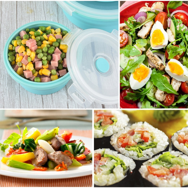 Scatola da pranzo pieghevole portatile da 2 pezzi per microonde, scatola da pranzo rotonda in silicone, consegna a colori casuale, 350ml, 500ml, 800ml, 1200ml