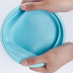 Scatola da pranzo pieghevole portatile da 2 pezzi per microonde, scatola da pranzo rotonda in silicone, consegna a colori casuale, 350ml, 500ml, 800ml, 1200ml