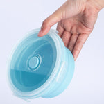 Scatola da pranzo pieghevole portatile da 2 pezzi per microonde, scatola da pranzo rotonda in silicone, consegna a colori casuale, 350ml, 500ml, 800ml, 1200ml