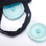Scatola da pranzo pieghevole portatile da 2 pezzi per microonde, scatola da pranzo rotonda in silicone, consegna a colori casuale, 350ml, 500ml, 800ml, 1200ml