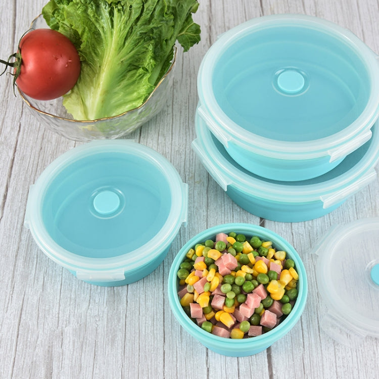 Scatola da pranzo pieghevole portatile da 2 pezzi per microonde, scatola da pranzo rotonda in silicone, consegna a colori casuale, 350ml, 500ml, 800ml, 1200ml