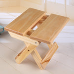Sgabello pieghevole portatile semplice in legno massello di pino Sgabello da pesca per esterni, Wooden Folding Stool