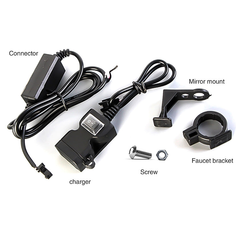 Caricatore per manubrio moto impermeabile doppia porta USB 12V 5V 1A/2.1A presa di alimentazione adattatore per telefono cellulare, Handlebar Charger