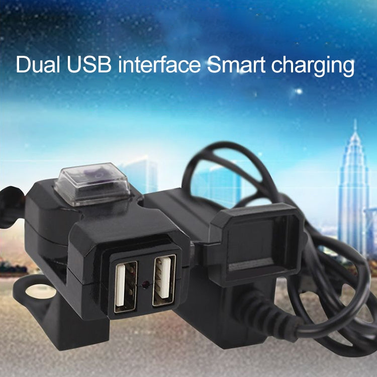 Caricatore per manubrio moto impermeabile doppia porta USB 12V 5V 1A/2.1A presa di alimentazione adattatore per telefono cellulare, Handlebar Charger