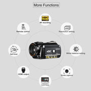 ORDRO AC3 Schermo IPS da 3,1 pollici 4K Full HD 13MP Visione notturna WiFi Videocamera live Videocamera digitale DV, Standard, Standard + Microphone, Standard + Microphone +Handheld Stand, Standard+ Microphone +Fill Light