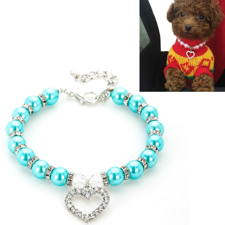 Collare per cani e gatti con perle finte regolabile S M L