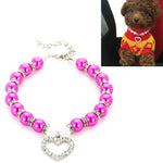 Collare per cani e gatti con perle finte regolabile S M L