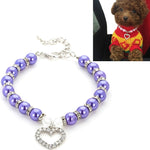 Collare per cani e gatti con perle finte regolabile S M L