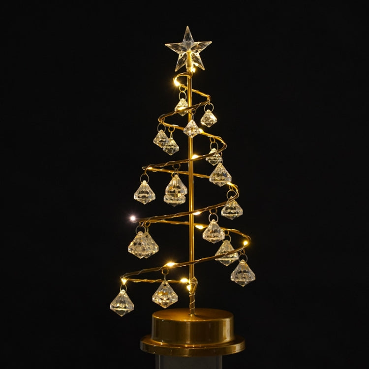 Lampada da tavolo piccola a LED in ferro battuto con luce notturna in cristallo, per albero di Natale, decorazione della stanza