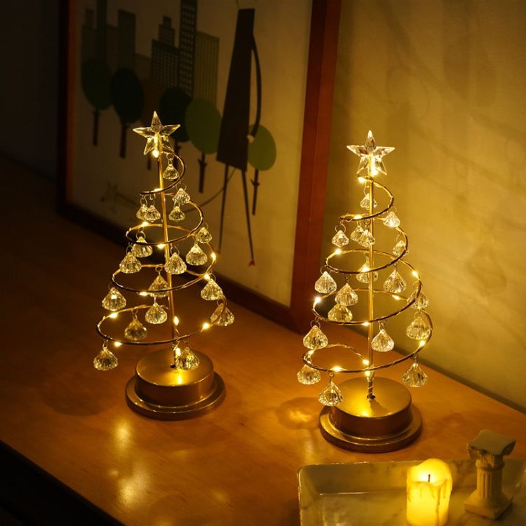 Lampada da tavolo piccola a LED in ferro battuto con luce notturna in cristallo, per albero di Natale, decorazione della stanza