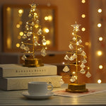 Lampada da tavolo piccola a LED in ferro battuto con luce notturna in cristallo, per albero di Natale, decorazione della stanza