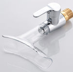 Rubinetto a cascata in vetro di vino con rubinetto per acqua calda e fredda da bagno